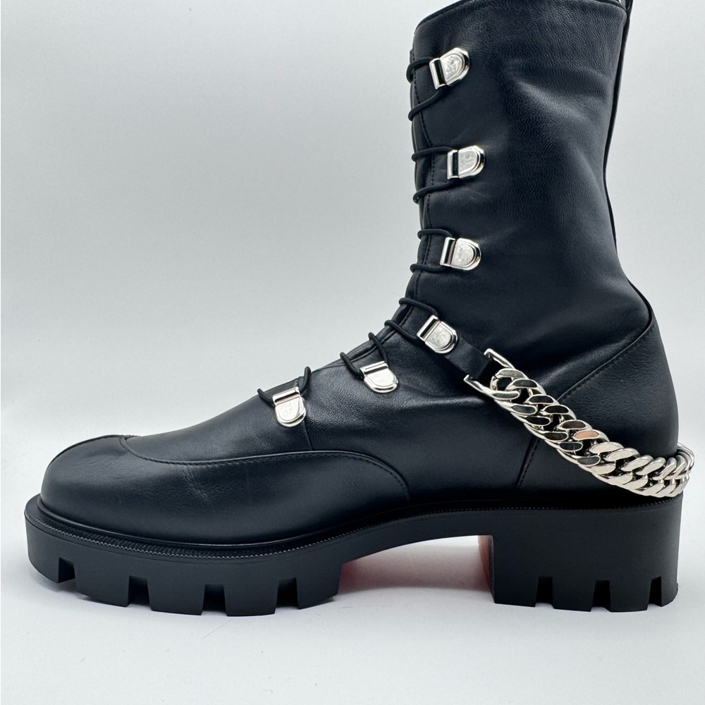 Christian Louboutin Our Georges Calf Flat Ankle Combat Moto Biker Boots Sz 36 - Picture 3 of 9